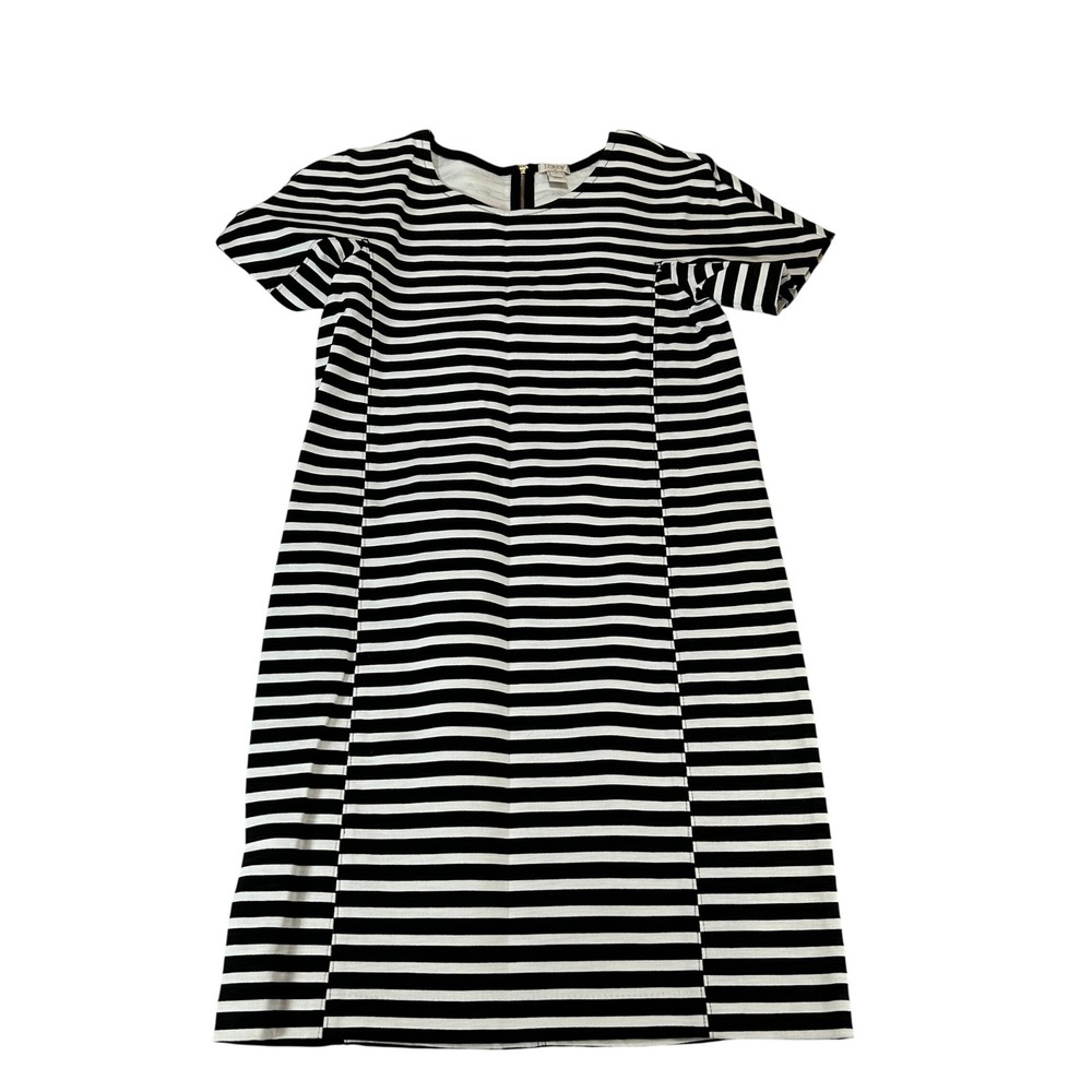 J.Crew Black White Striped Cotton Knit Shift Dress G2722 Womens Size S NWT - Picture 1 of 8